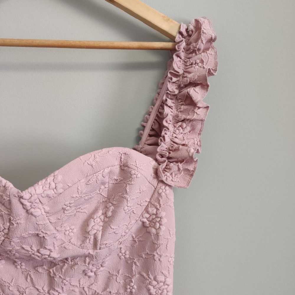 Lulu's Ruffle Strap Mini Dress Bodycon Pink Small - Picture 4 of 12